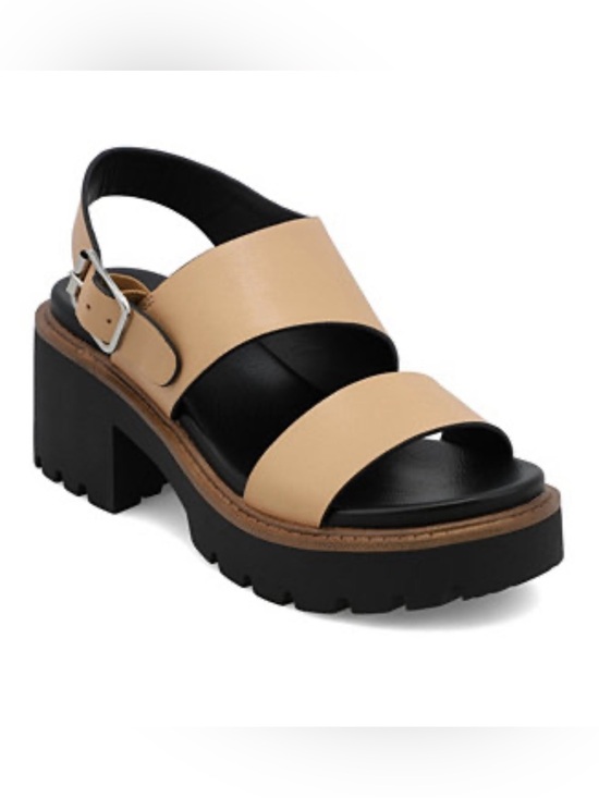 MIA Shoes - MIA SHESKA Platform Block Heel Sandals Tan Size 9 Like New